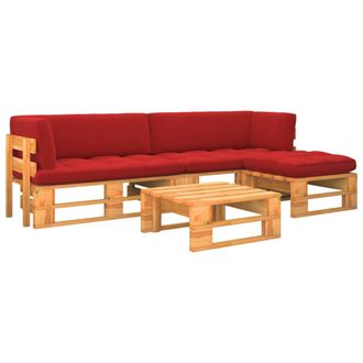 vidaXL Muebles De Palets 4 Pzas Y Cojines Madera Pino Impregnada Miel Vidaxl