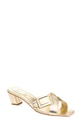 Roger Vivier Crossover Slide Sandal in Oro Chiaro at Nordstrom, Size 11.5Us
