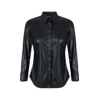 Elisabetta Franchi Leather-Look Shirt - female - Elisabetta Franchi - Shirts - Black - XL - Blouses & Shirts