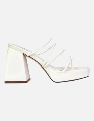 XY London Womens XY London Womens/Ladies Colt Strappy Square Toe High Block Heel Mule Sandals - White - Size: 8