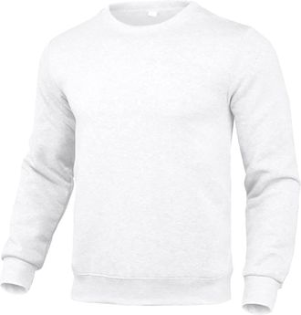 Generic Crew Neck Sweatshirts For Men, Long Sleeve Sweatshirt Round Neck Loose Sportwear Solid Color Cuffed Pullover Casual Elastic Warm Weater Unisex Lightwe