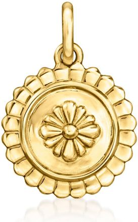 RS Pure by Ross-Simons 14kt Yellow Gold Floral Circle Charm