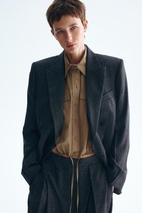 H&M Drawstring Shirt in Dark Beige at Nordstrom, Size Xx-Large