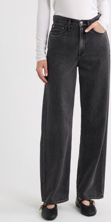 Rag & Bone Featherweight Logan High Waist Wide Leg Jeans in Raven at Nordstrom, Size 31