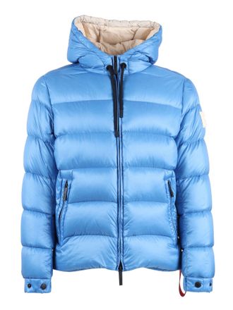 Afterlabel Hooded Puffer Jacket with Horizontal Quilted Padding and Patch Detail