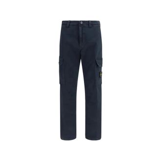 Stone Island Straight Trousers, male, Blue, Size: W33 Pantalone Regular