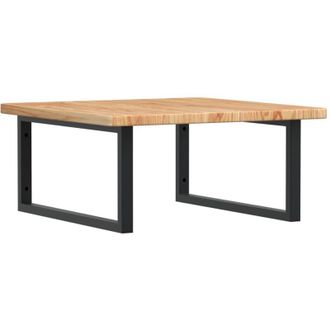 vidaXL Vidaxl - Estante De Lavabo De Pared De Acero Y Madera Maciza De Roble
