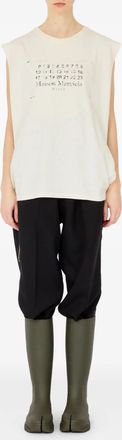 Maison Margiela Womens Logo Sleeveless Top - Ivory Cotton - Size X-Small