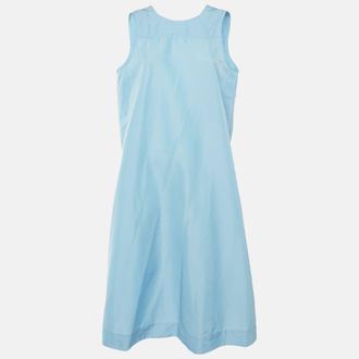 Ganni Ganni Blue Taffeta Sleeveless Midi Dress