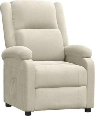 vidaXL Sill&oacute;n Reclinable Terciopelo Blanco Crema Vidaxl