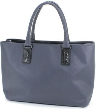 Bottega Veneta Black Navy Pvc Leather Tote Bag (Pre-Owned)