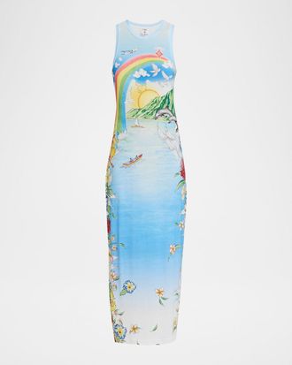 Casablanca Aloha Printed Midi Tank Dress