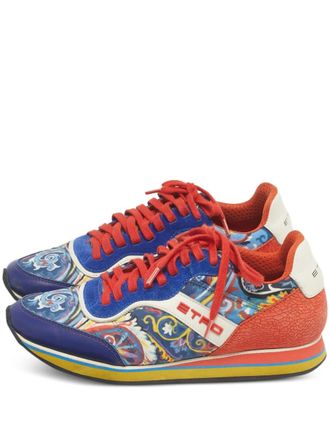 Etro paisley-print leather sneakers - Blue