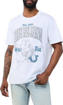 True Religion Groovy Buddha Embroidered Cotton Graphic T-Shirt in Optic White at Nordstrom, Size Xxx-Large
