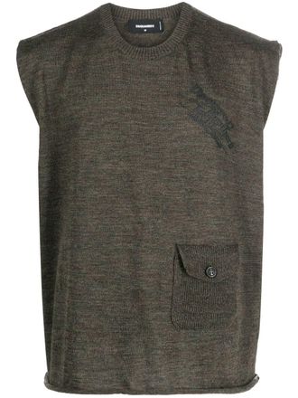 Dsquared2 flap pocket crew neck vest - men - Virgin Wool - S - Green