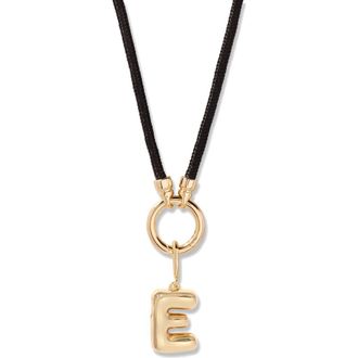 Brook & York Kai Initial Charm Necklace in Gold/Black E at Nordstrom