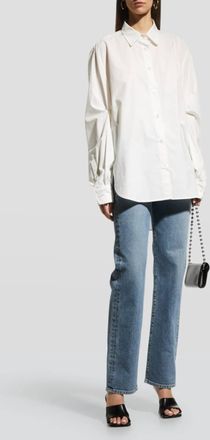 Gold Sign Twist Long Sleeve Shirt In White