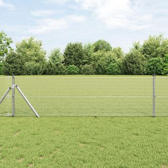 Berkfield Home Welded Wire Fence with 13 Posts 0.8x50 m Galvanised Steel in Silver