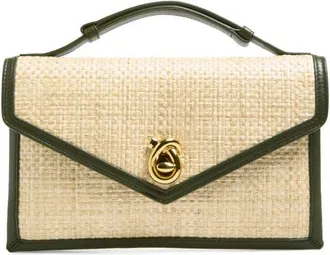 Bottega Veneta Knot Lock Intrecciato Straw Shoulder Bag in 9079 Natural Shade/g.t-Mb at Nordstrom