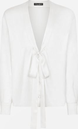 Dolce & Gabbana Silk Shirt With Pussy-bow Detail - Man Shirts White Silk 48