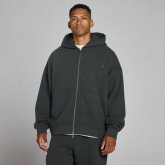 MyProtein Sudadera con capucha oversize de felpa francesa con cremallera doble direcci&oacute;n para hombre de MP - Negro lavado - XS