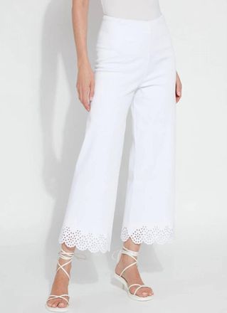 Lyss&eacute; Eyelet Embroidered Wide Leg Crop Pants In White