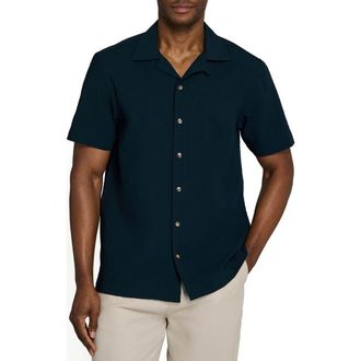 Brooklyn Brigade Solid Myrtle Short Sleeve Seersucker Camp Shirt in Navy at Nordstrom, Size Xx-Large