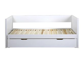 Vente-Unique Trundle Bed 90 X 190 Or 174 X 190 Cm - With Extendable Base & Drawer in White | Size: Single