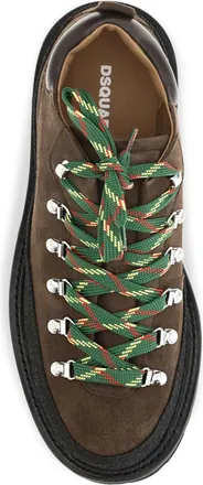 Dsquared2 Mens Lace-Up Sneakers Suede Dark Brown Calf Leather Shoes Flat