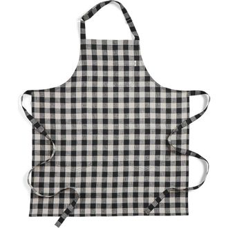 Solino Home Linen Apron 33 x 30 in for Dining Table, Holiday and Everyday Table Decor - Linen Bib Apron in Black And Cream at Nordstrom, Size Large