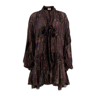 Saint Laurent Kleedjes, Dames, Veelkleurig, M, Lavallière Zijde Lurex Jurk