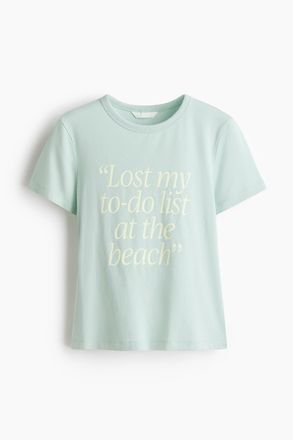 H&M Bedrucktes T-Shirt aus Viskosegemisch - Hellt&uuml;rkis/Lost