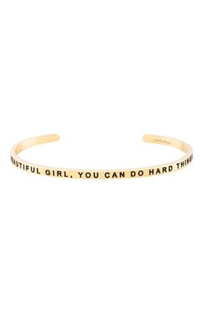 Mantra Beautiful Girl, You Can Do Hard Things bracelet in Outside - Yellow Gold at Nordstrom