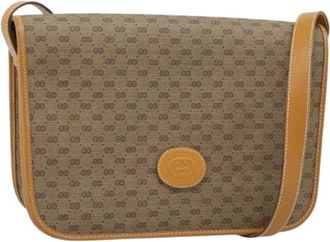 Gucci Pre-owned Vintage Micro Small GG Canvas Shoulder Bag - Dames - Vintage Schoudertas - Beige - ONE Size - Leer - Vintage
