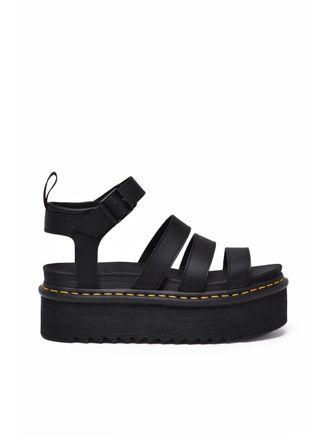 Dr. Martens Black Leather Rubber Blair Quad Sandals