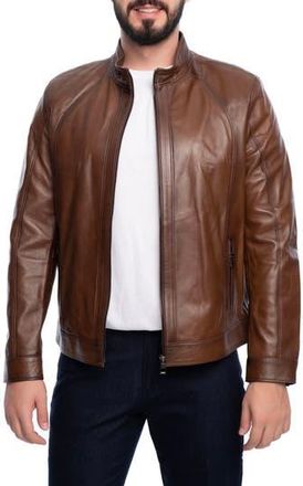 Vella Pais Smooth Leather Jacket in Brown at Nordstrom Rack, Size Xxx-Large