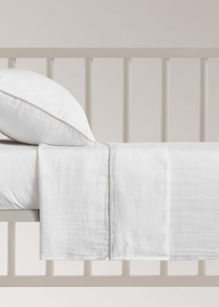 Mango Lenzuolo superiore culla garza di cotone bordo contrasto bianco - Home - 100x150cm - MANGO HOME