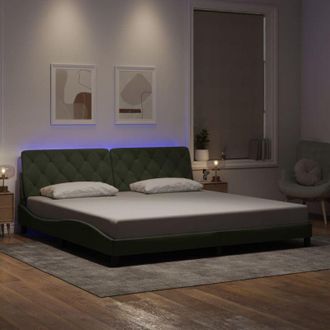 vidaXL Estructura De Cama Con Led Sin Colch&oacute;n Terciopelo Gris Claro 200x200 Cm Vidaxl
