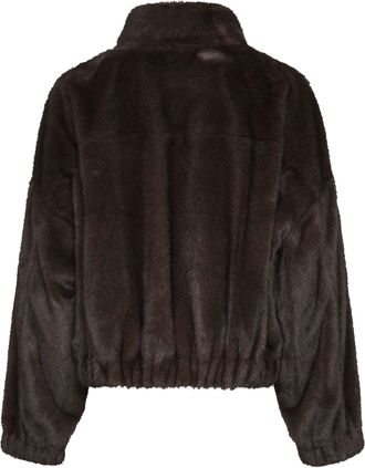 Max Mara Womens Short Faux-Fur Jacket Wkdanemone Brown Polyester Bomber