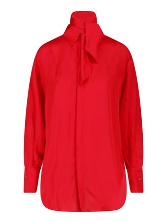 SA SU PHI Red Voluminous Sleeve Scarf Detail Blouse