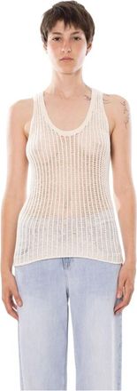 Cycle Nia Gebreide Textuur Tanktop - Dames - Tops zonder mouwen - Wit - S - Tops