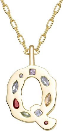 Genevive 14K Plated Cz Alphabetical Necklace