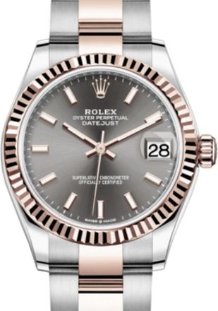 Rolex Datejust 31 Dark Rhodium Dial Automatic Ladies Steel and 18kt Everose Gold Oyster Watch 278271DRSO