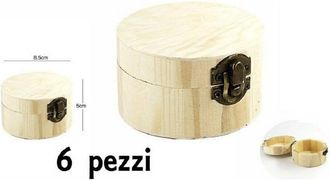 Trade Shop Trade Shop - Set 6 Scatoline In Legno Decoupage Portagioie Scatola Cofanetto Cilindriche