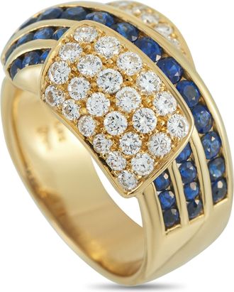 Luxury Bazaar 18K Yellow Gold 1.01ct Diamond and Sapphire Ring MF52-101725