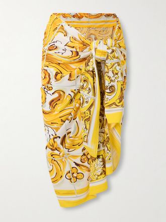 Dolce & Gabbana Pareo In Jersey Stampato Majolica - Giallo