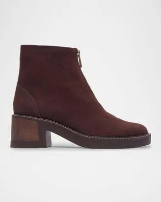 Bernardo Tess Suede Zip-Front Booties