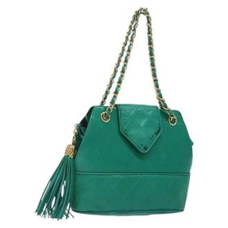 Chanel Tweedehands leren handtassen - Dames - Vintage Schoudertas - Groen - ONE Size - Vintage