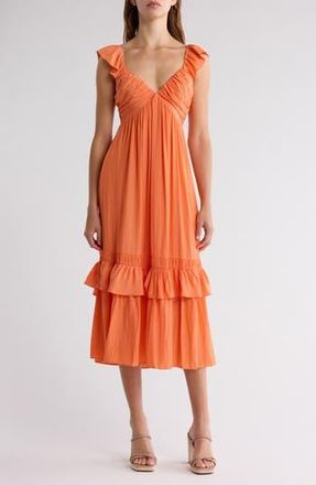 Ramy Brook Nelly Tiered Hem Dress in Tropic Orange at Nordstrom Rack, Size Large