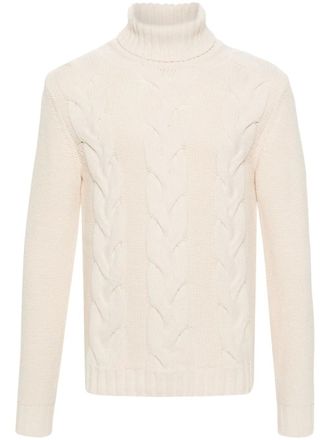 K-Way cable-knit roll-neck jumper - Neutrals